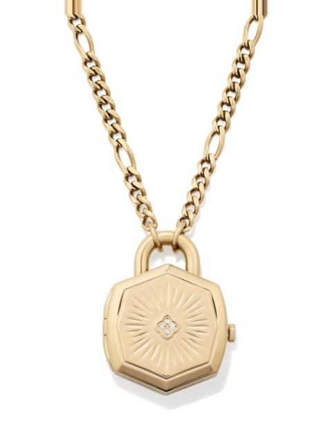 KENDRA SCOTT Davie Gold Diamond Locket Watch Pendant Necklace