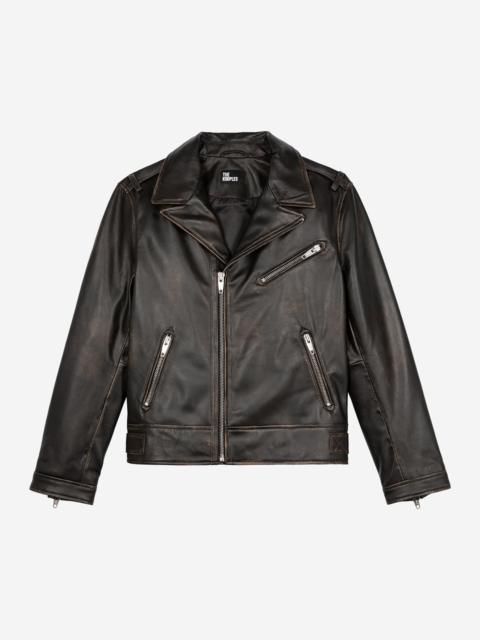 The Kooples BLACK LEATHER BIKER JACKET