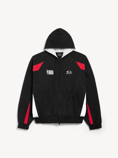 BALENCIAGA Men's Balenciaga | Nba Collaboration Oversized Zip-up Hoodie in Black/multicolor