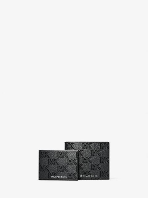 MICHAEL KORS Hudson Logo Embossed Leather Billfold Wallet and Passcase