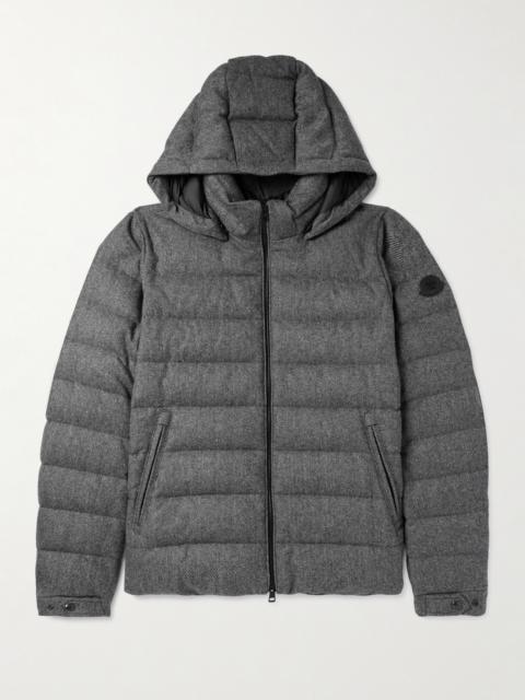 Moncler Arneb Herringbone Virgin Wool-Blend Hooded Down Jacket