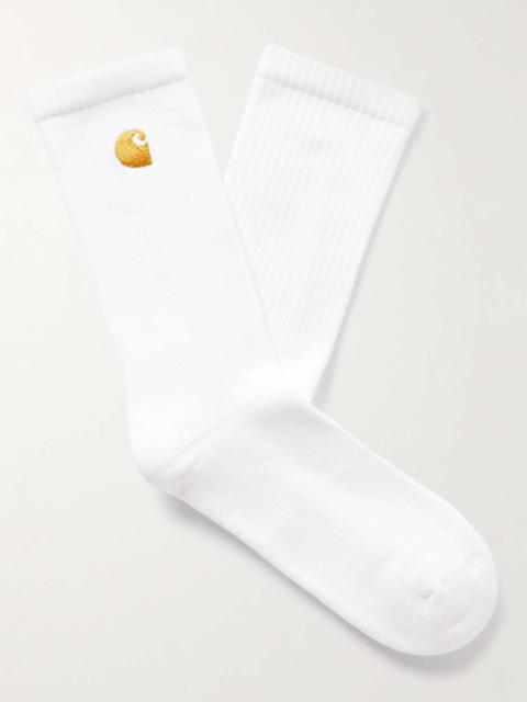 Chase Logo-Embroidered Ribbed Cotton-Blend Socks
