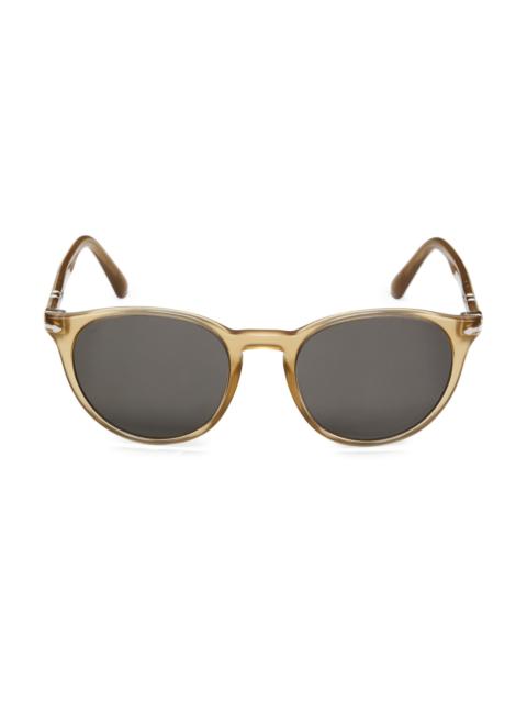 Persol Men's 52MM Round Sunglasses - Opal Beige Dark Grey