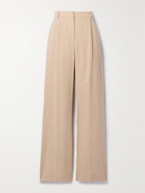 Loro Piana Jail Pleated Pinstriped Silk-blend Georgette Wide-leg Pants