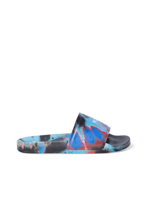 MSGM Tie dye pool slippers with MSGM micro logo