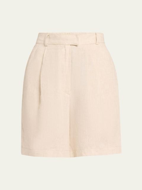 Brunello Cucinelli Pleated Linen Baggy Shorts