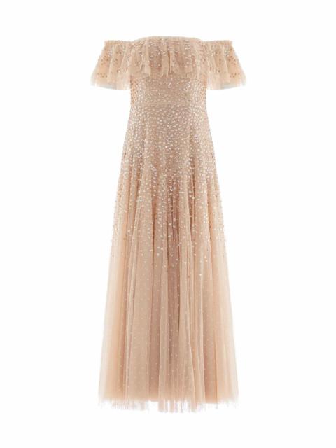 Needle & Thread Dappled Sequin Off-Shoulder Ankle Gown