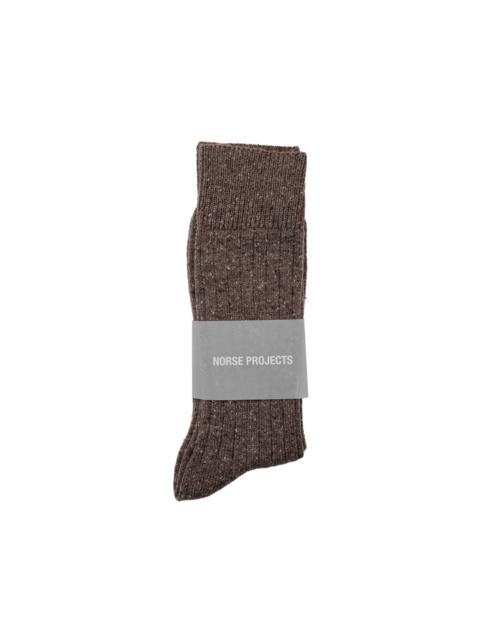 NORSE PROJECTS Bykle Neps Wool Rib Sock Walnut