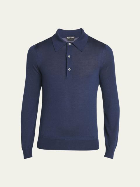 Men's Cashmere-Silk Polo Sweater