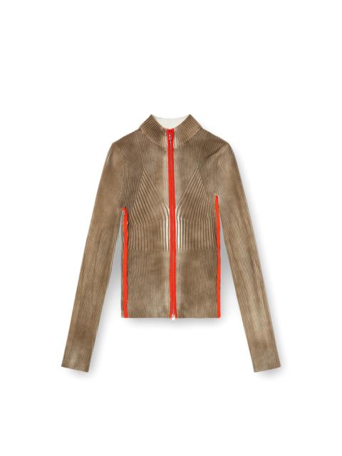 Diesel RIBBED ZIP CARDIGAN WITH CONTRAST BANDS