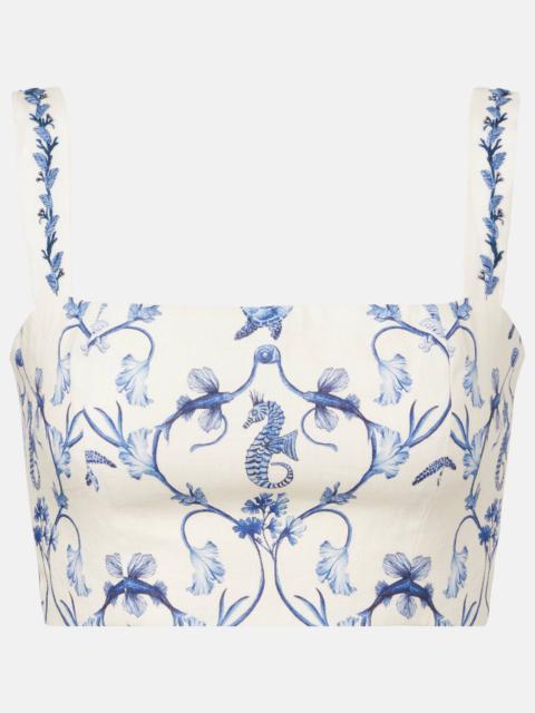 Agua by Agua Bendita Cacao floral linen crop top