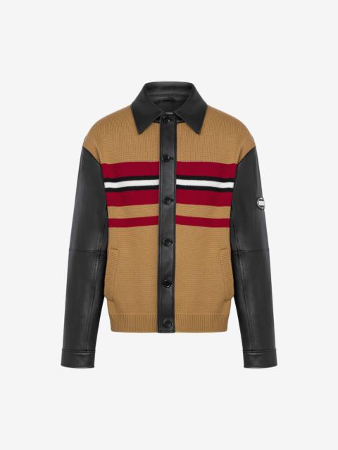 Moschino OVAL PATCH NAPPA LEATHER AND KNITTED JACKET
