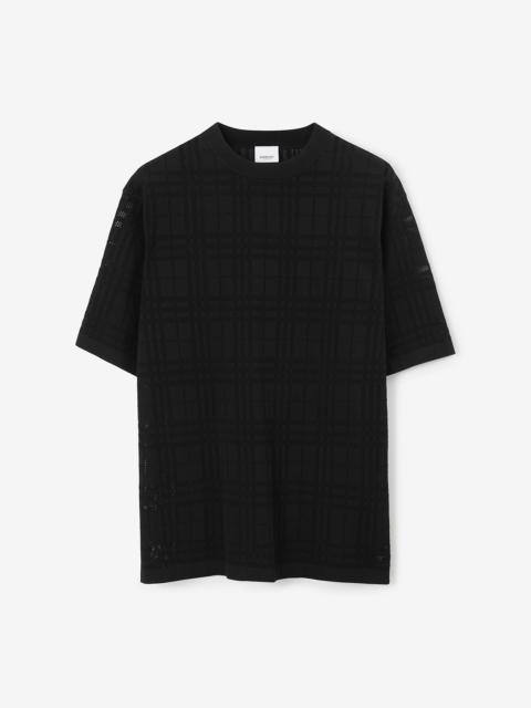 Check Technical Cotton Oversized T-shirt