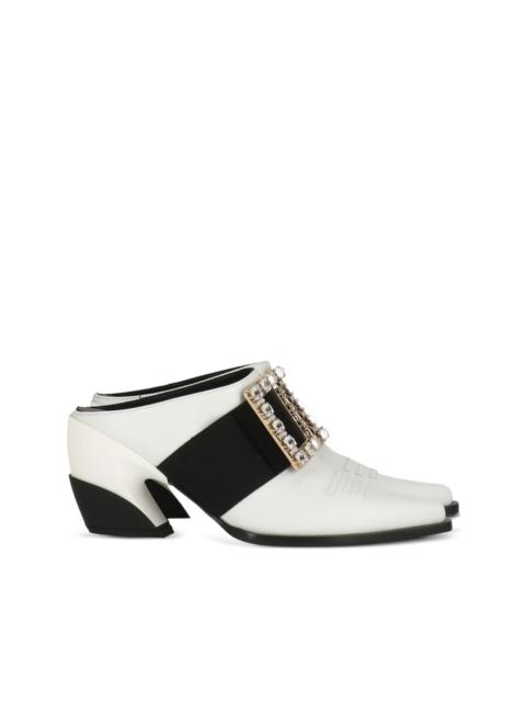 Roger Vivier 85mm Viv Tex leather mules