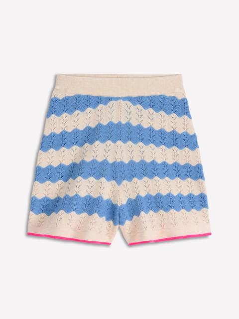 BODEN Knitted Pointelle Shorts-Blue, White