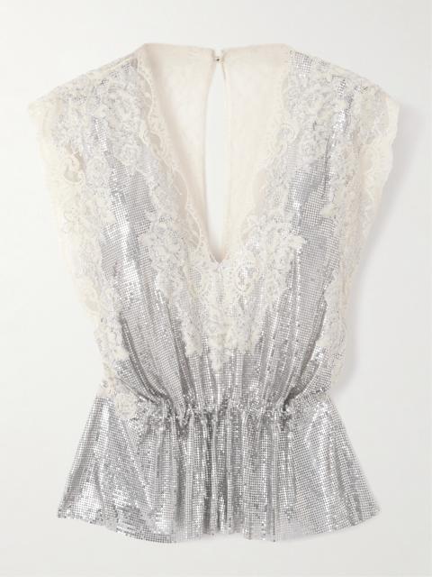 rabanne Lace-trimmed Chainmail Blouse