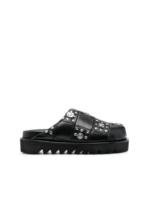 stud-detail leather clogs