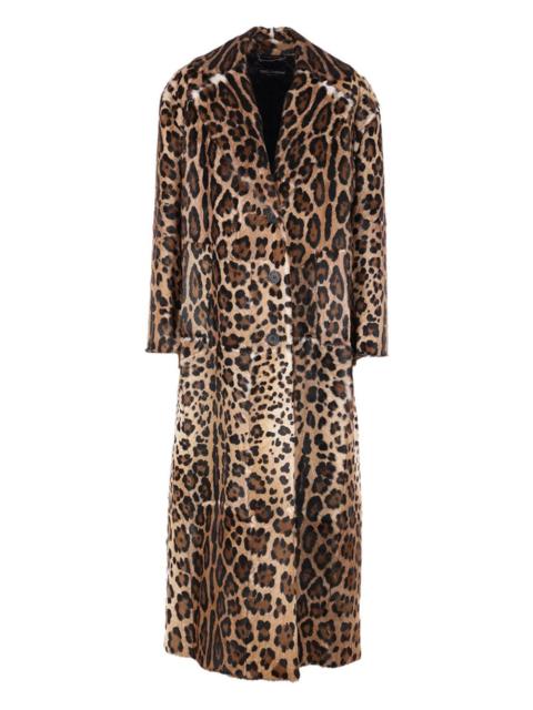 Dolce & Gabbana leopard-print buttoned-up coat
