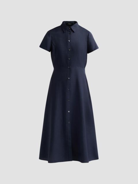 Theory Women's Short-Sleeve Midi-Shirtdress - Nocturne Navy