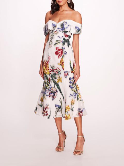 Marchesa ALEXANDER MIDI DRESS