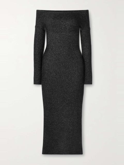 KHAITE Marisole cutout metallic ribbed-knit midi dress