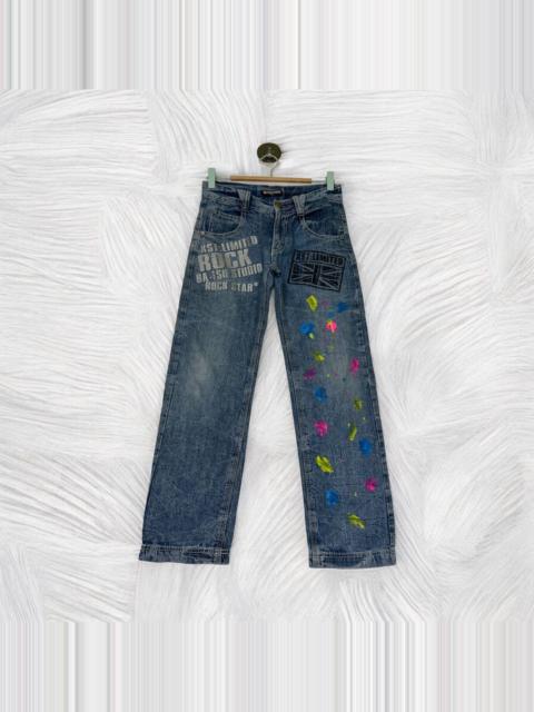 기타 브랜드 Japanese Brand × Vintage - BA-TSU STUDIO ROCK STAR PAINT SPLASHED ACID WASH DENIM JEANS