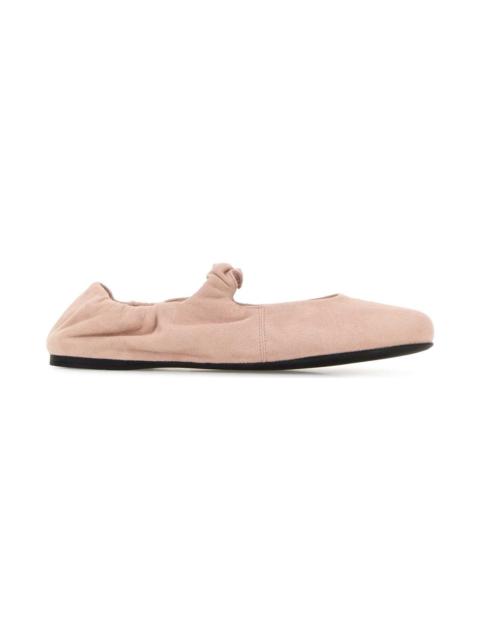 Miu Miu Pastel Pink Suede Ballerinas