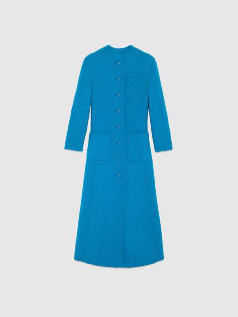 GUCCI Bouclé wool coat with embroidery