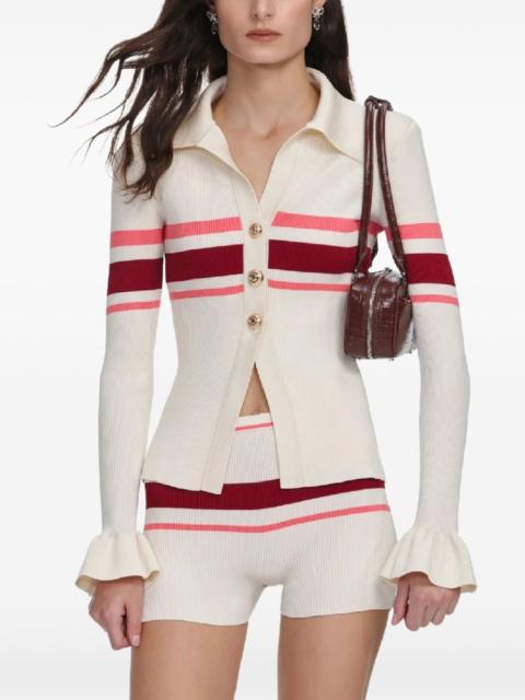 self-portrait striped elasticated shorts