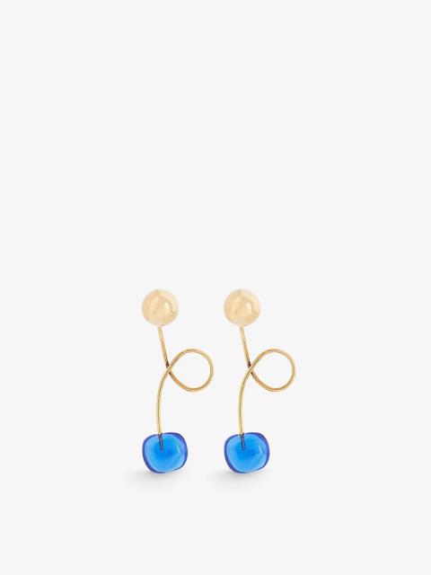Dries Van Noten Abstract-charm brass and glass drop earrings