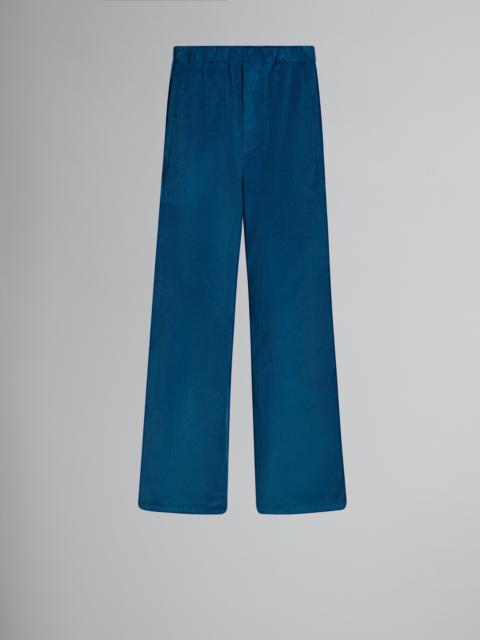 Marni BLUE CORDUROY TRACK PANTS WITH SIDE BANDS