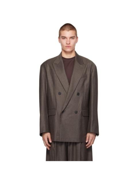 ssstein Brown Extra Fine Wool Double-Breasted Blazer