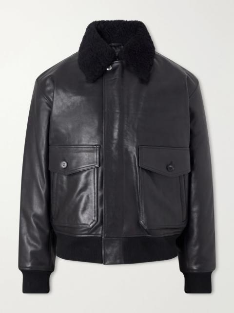A.P.C. Charles Wool-Fleece Trimmed Leather Jacket