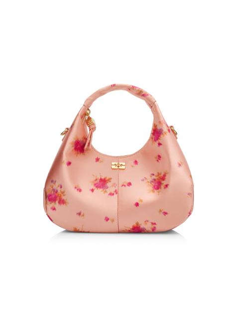 GANNI Women's Mini Floral Satin Hobo Bag - Lantana