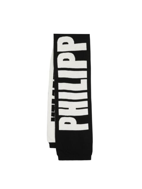 PHILIPP PLEIN logo-jacquard wool scarf