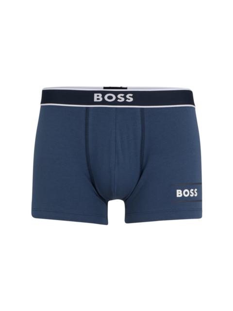 BOSS COTTON-BLEND TRUNKS WITH STRIPES AND LOGOS