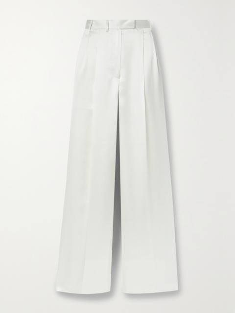 CHRISTOPHER JOHN ROGERS Pleated Satin Wide-leg Pants