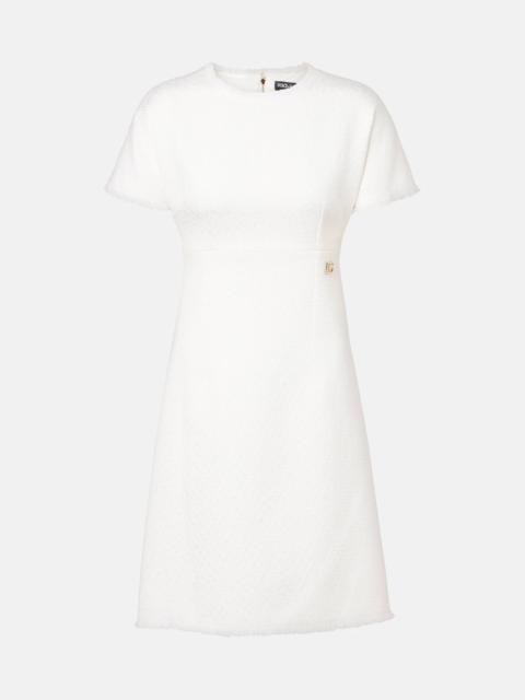 Dolce & Gabbana DG distressed wool-blend tweed minidress