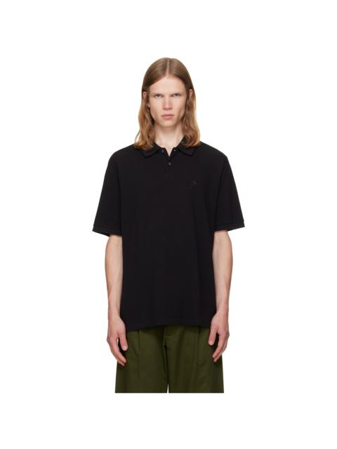 vowels Black Short Sleeve Pique Polo