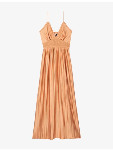 The Kooples V-Neck Shirred-Waist Woven Maxi Dress