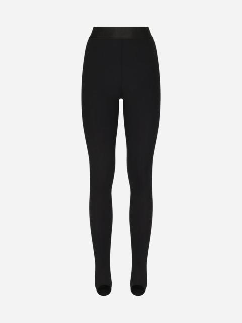 Technical jersey leggings with branded elastic