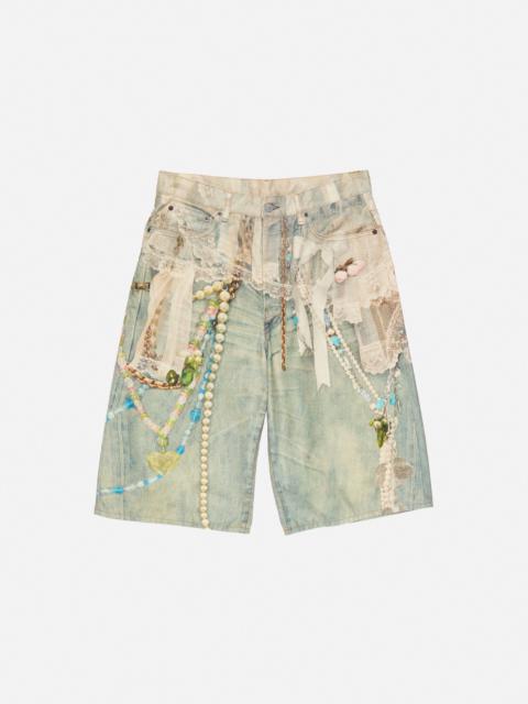 Acne Studios Denim shorts - loose fit - White/green