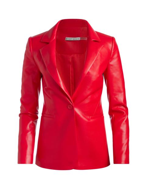 Alice + Olivia MACEY FITTED VEGAN LEATHER BLAZER