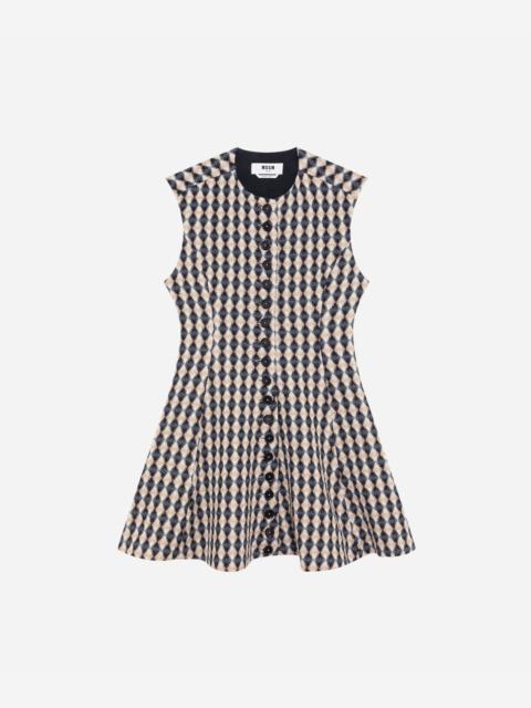 MSGM Wool jacquard dress with argyle pattern