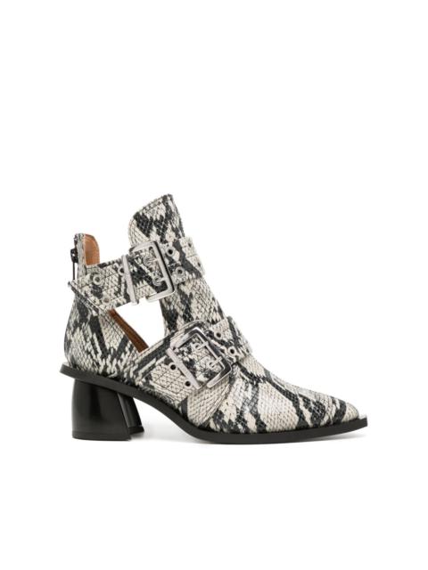 GANNI 50mm snakeskin-effect leather boots