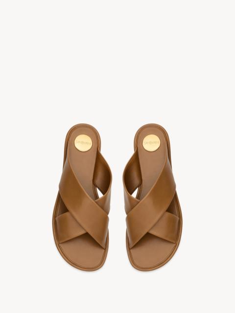 SAINT LAURENT CARLYLE SLIDES IN SMOOTH LEATHER