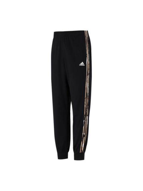 Men's adidas Contrasting Colors Stripe Knit Bundle Feet Sports Pants/Trousers/Joggers Black H48439