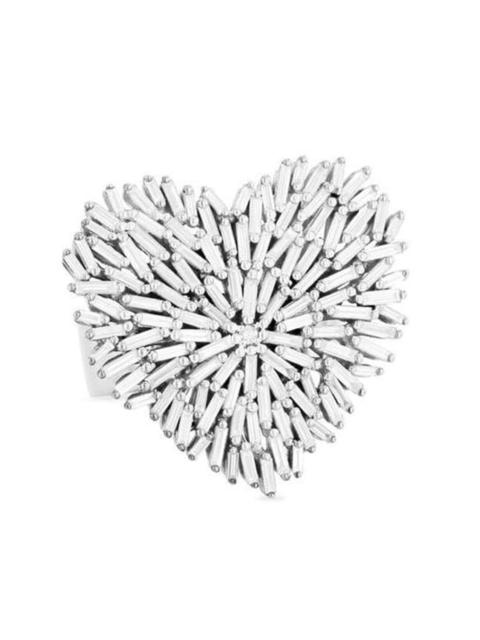 SUZANNE KALAN Large White Gold Heart Ring