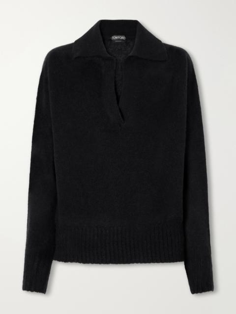 TOM FORD Ribbed Cashmere And Silk-blend Knitted Polo Shirt