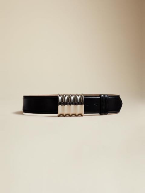 KHAITE The Large Julius Belt in Black Leather with Silver